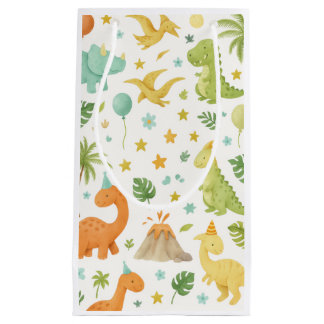 Watercolor Dinosaur Pattern Favor Party Bag スモールペーパーバッグ