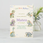 Watercolor Dinosaur Superhero Birthday 招待状 (スタンド正面)