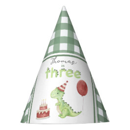 Watercolor Dinosaur Three Birthday パーティーハット