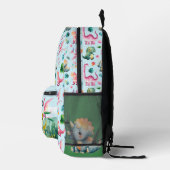 Watercolor Dinosaurs Prehistoric Pattern with Name プリントバックパック (右)