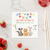 Watercolor Dog First Birthday Paw-ty スタンダードカクテルナプキン (インサイチュ)