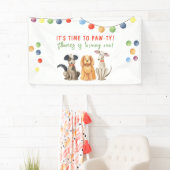 Watercolor Dog First Birthday Paw-ty 横断幕 (インサイチュ)