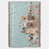Watercolor Dog Greenery スローブランケット (正面縦)