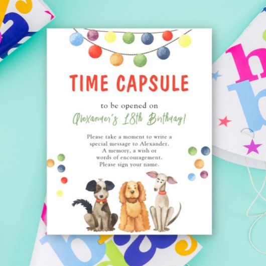 Watercolor DOG Time Capsule 1st birthday ポスター