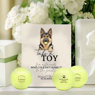 Watercolor Dog Wedding Tennis Ball Favor 台座サイン