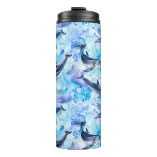 watercolor dolphin fish seamless pattern タンブラー