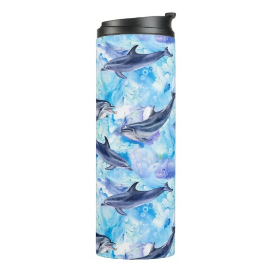 watercolor dolphin fish seamless pattern タンブラー (回転左)