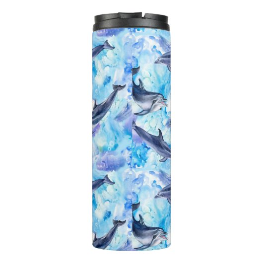 watercolor dolphin fish seamless pattern タンブラー (裏面)