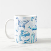 watercolor dolphin fish seamless pattern, dolphin  コーヒーマグカップ (左)