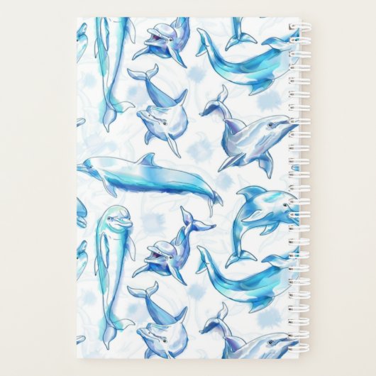 watercolor dolphin fish seamless pattern, dolphin  プランナー手帳 (裏面)