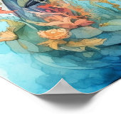 Watercolor dolphins art print ポスター (角)