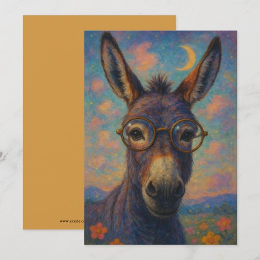 Watercolor Donkey Burro Greeting Card シーズンカード (正面/裏面)