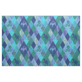 Watercolor Dragon Patchwork Quilt in Blue Green ファブリック (ファットクウォーター)