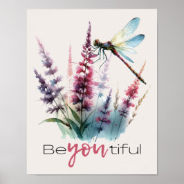 Watercolor Dragonfly Beyoutiful Inspirational Art ポスター