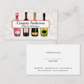 Watercolor Drawn Wine Bottles 名刺 (正面/裏面)