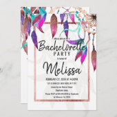 Watercolor Dreamcatcherバラ金ゴールドバチェロレッテ 招待状 (正面/裏面)