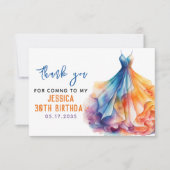 Watercolor Dress 30th Birthday Elegant & Feminine サンキューカード (正面)