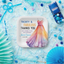 Watercolor Dress 30th Birthday Elegant & Feminine  ペーパープレート