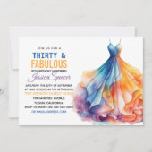 Watercolor Dress 30th Birthday Elegant & Feminine 招待状 (正面)