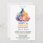 Watercolor Dress 30th Birthday Elegant & Feminine  招待状 (正面)