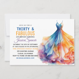 Watercolor Dress 30th Birthday Elegant & Feminine 招待状