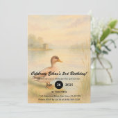 Watercolor Duck by the Lakeside at Sunset Birthday 招待状 (スタンド正面)