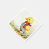 Watercolor Duck In Overalls スタンダードカクテルナプキン (角)