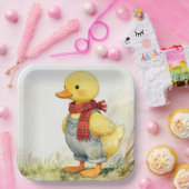 Watercolor Duck In Overalls and Scarf ペーパープレート (パーティー)