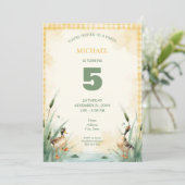 Watercolor Duck Teal, Yellow Birthday Party 招待状 (スタンド正面)