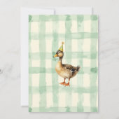 Watercolor Duck Teal, Yellow First Birthday Party 招待状 (裏面)