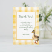 Watercolor Duck with Teal & Yellow Birthday Party  サンキューカード (スタンド正面)