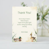Watercolor Duck with Teal & Yellow Birthday Party  サンキューカード (スタンド正面)