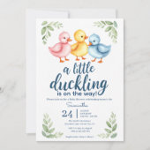 Watercolor Duckling Baby Shower Invitation  招待状 (正面)