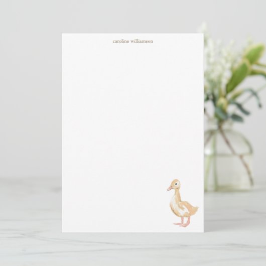 Watercolor Duckling Duck Personalized Stationery ノートカード (スタンド正面)