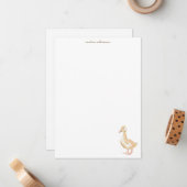 Watercolor Duckling Duck Personalized Stationery ノートカード (正面/裏面インサイチュ)