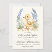 Watercolor Duckling Easter Brunch Egg Hunt invite シーズンカード (正面)
