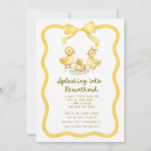 Watercolor Duckling Puddle Splash Gender Neutral 招待状 (正面)