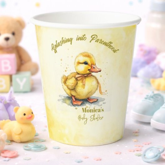 Watercolor Duckling Splash Gender Neutral  紙コップ