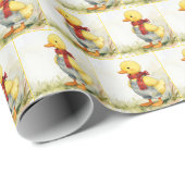 Watercolor Duckling Wearing Denim Overalls ラッピングペーパー (ロールコーナー)