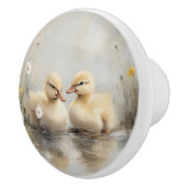 Watercolor Ducklings Dandelion Flowers セラミックノブ (右)
