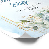 Watercolor Dusty Blue DIY Custom Wedding Sign ポスター (角)