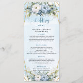 Watercolor Dusty Blue Floral Greenery Wedding Menu メニュー (正面)