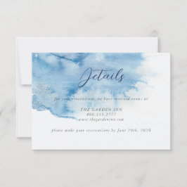 Watercolor Dusty Blue Wedding Details Card セーブザデート