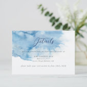 Watercolor Dusty Blue Wedding Details Card セーブザデート (スタンド正面)