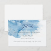Watercolor Dusty Blue Wedding Details Card セーブザデート (正面/裏面)