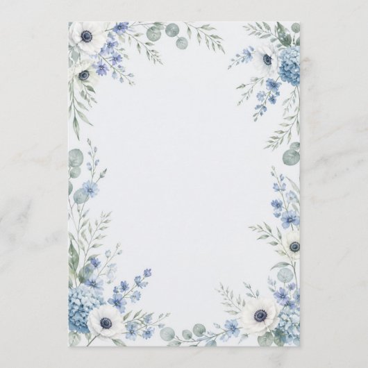 Watercolor Dusty Blue Wedding Program プログラム (正面)