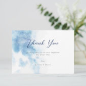 Watercolor Dusty Blue Wedding Thank You Card サンキューカード (スタンド正面)