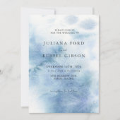 Watercolor Dusty Blue Winter Wedding Invitation 招待状 (正面)