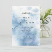 Watercolor Dusty Blue Winter Wedding Invitation 招待状 (スタンド正面)