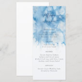 Watercolor Dusty Blue Winter Wedding Menu メニュー (正面/裏面)